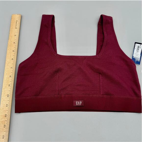 Gap Body Bralette Womens Medium Red Cotton Rib Lounge Athleisure Comfy Stretch - Picture 9 of 10